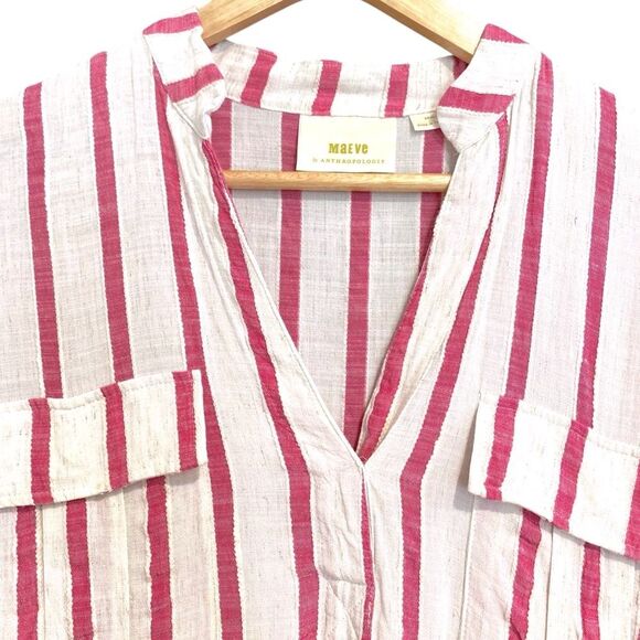 Anthropologie Maeve Amira Striped Top Ivory Pink Top Size Small - Picture 6 of 9